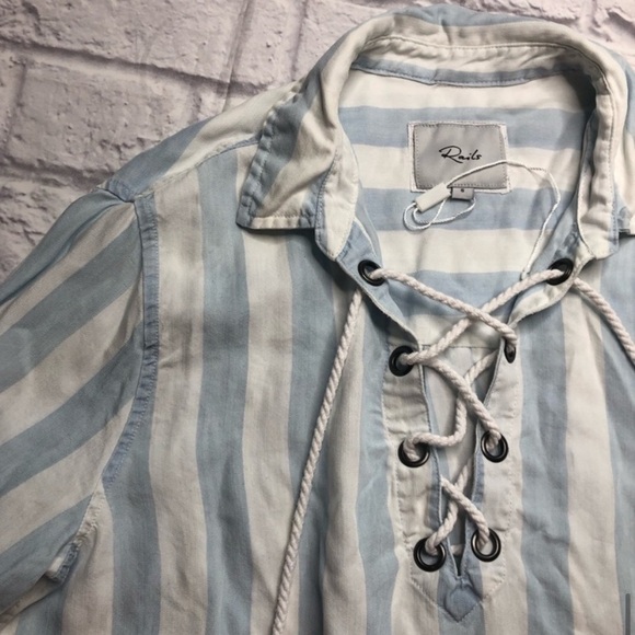 Rails Uli Lace Up nautical stencil tunic top long sleeve women’s small - Picture 7 of 10